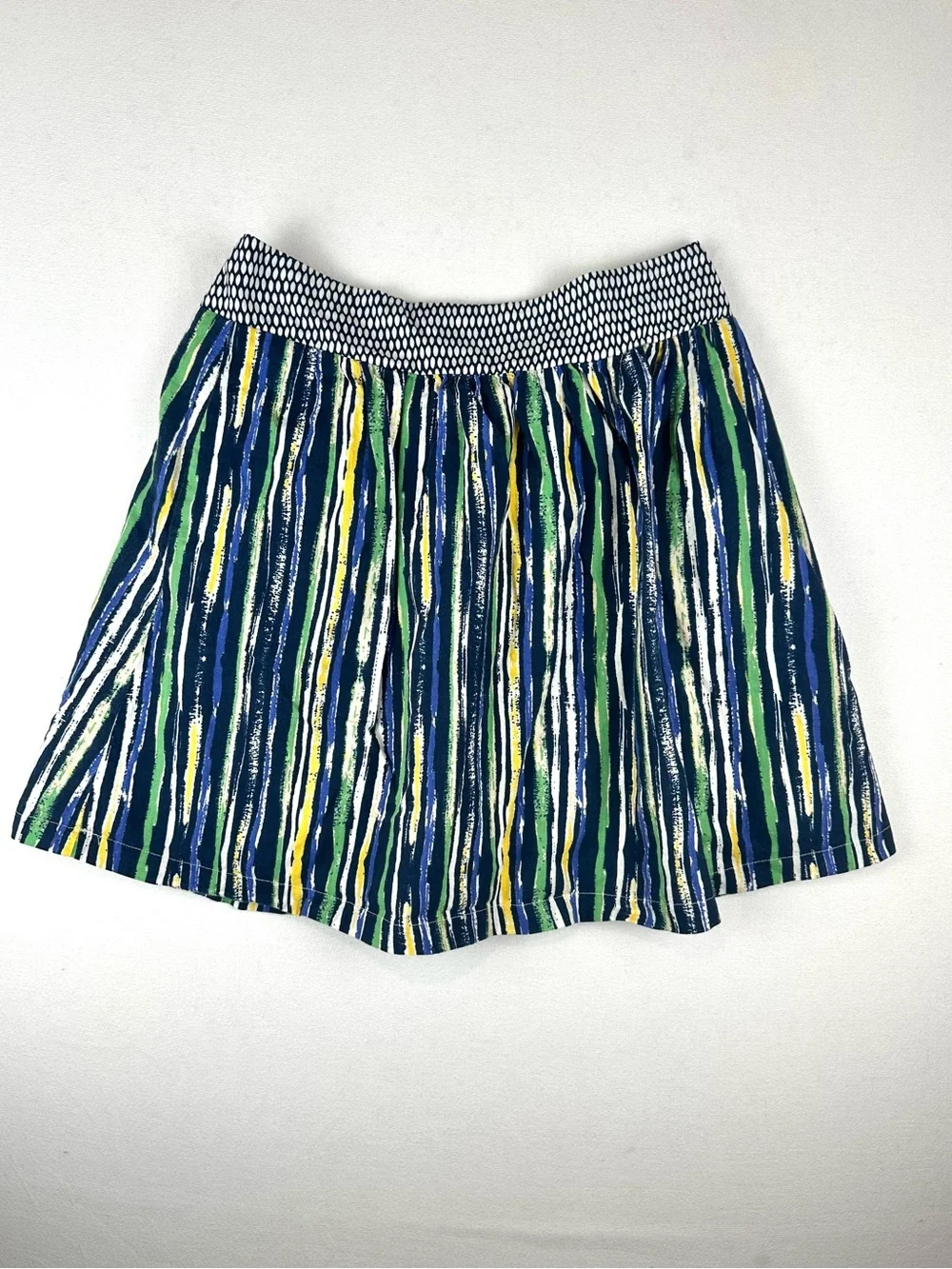 Porridge Anthropologie Stripe Mini Skirt Pull On Cotton Mix Print